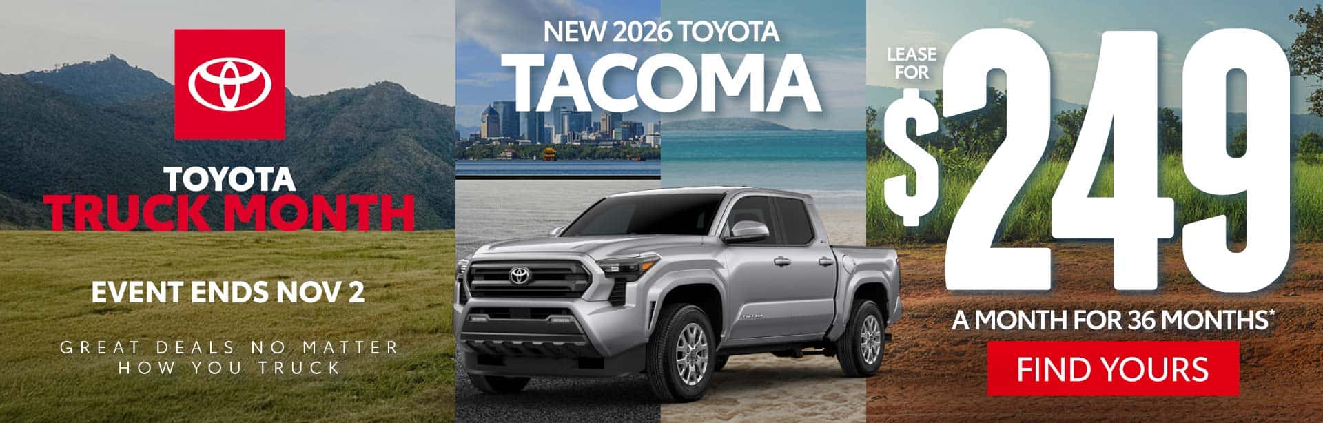 New 2026 Toyota Tacoma Lease for $249/Mo for 36 Months*