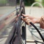 checking tire pressure
