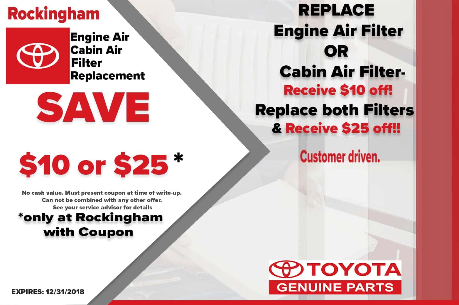 ENGINE AIR AND CABIN AIR FILTER SPECIAL