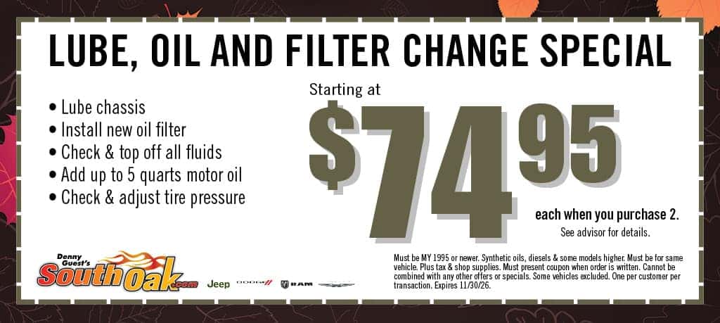  Lube, Oil, & Filter Change Special | South Oak