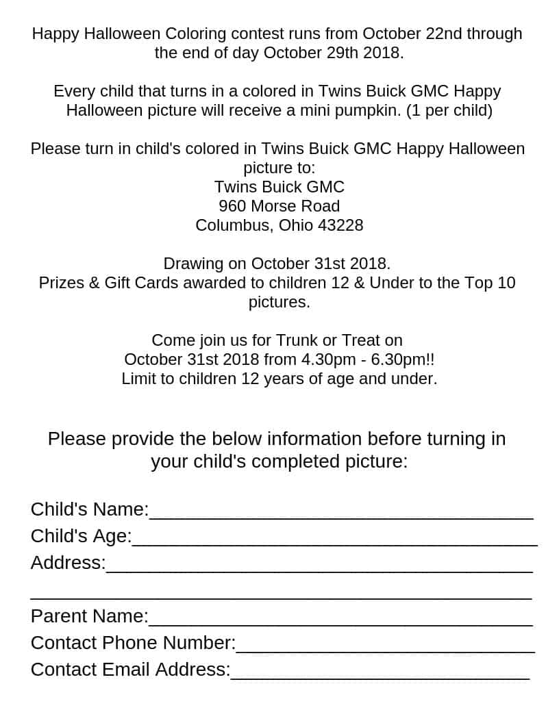 Happy Halloween Color Contest Form
