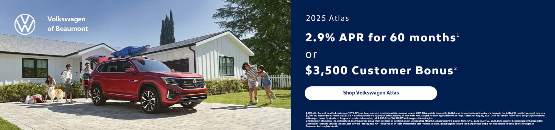 Atlas 2.9% APR for 60 months offer
