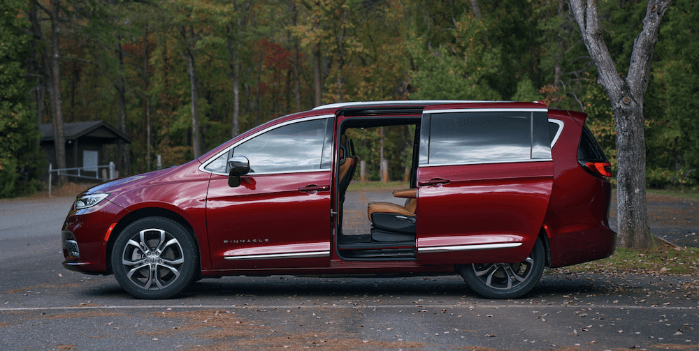 2025 Chrysler Pacifica minivan with the power sliding doors open