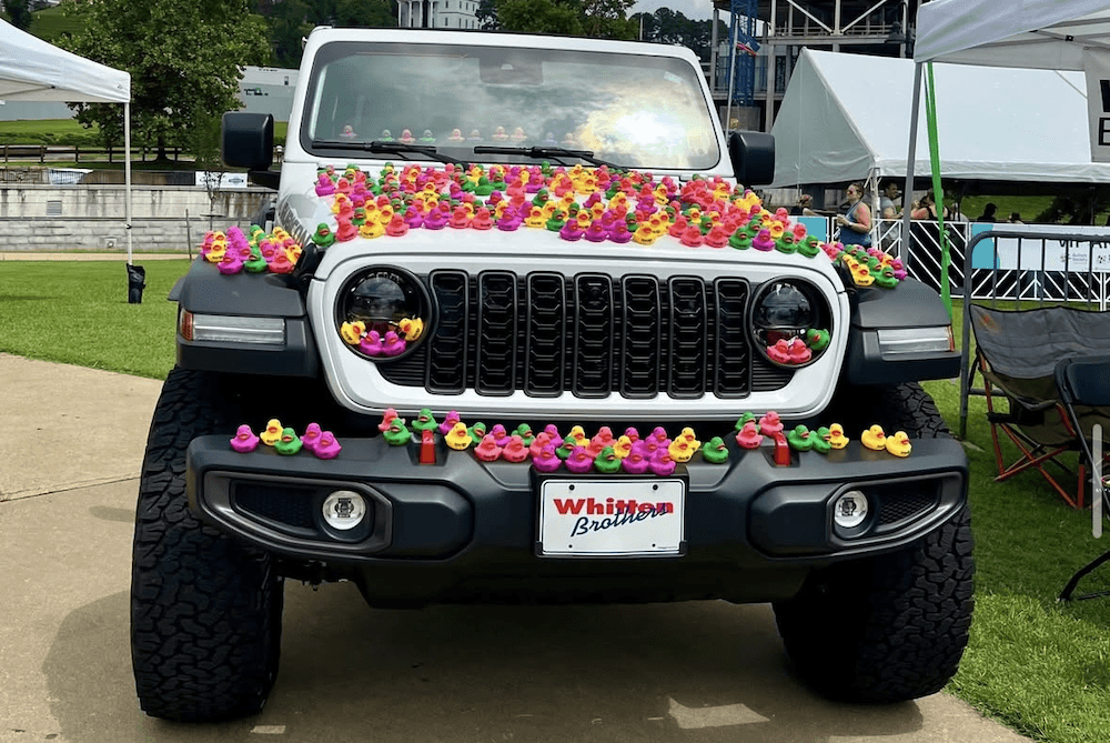 Whitten Brothers new Jeep Wrangler covered in rubber ducks