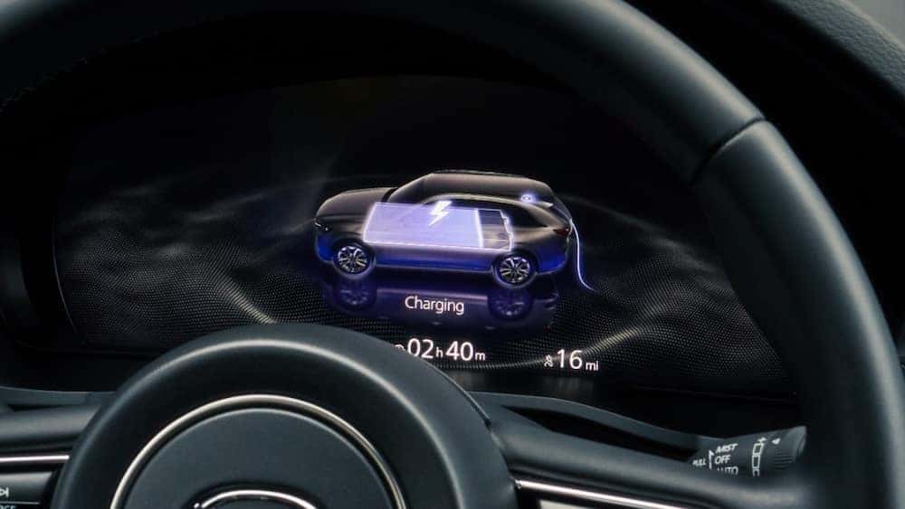 2026 Mazda CX-90 PHEV interior display showing charge. Mazda PHEV SUV.